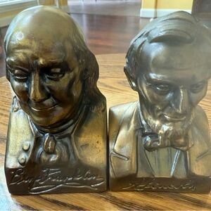 Vintage Bronze Benjamin and Abraham Bust Bookends